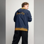 Gold Tip Circle Drip Windbreaker (Navy) - Image 5
