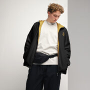 Gold Tip Men’s Windbreaker (Stroke Circle Design Gold) (Black) - Image 7