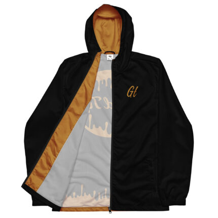 Gold Tip Men’s Windbreaker (Stroke Circle Design Gold) (Black)