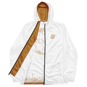 Gold Tip Men’s Windbreaker (Stroke Circle Design Gold) (White)
