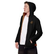 Gold Tip Men’s Windbreaker (Stroke Circle Design Gold) (Black) - Image 6