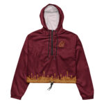 Gold Tip Drip Cropped Windbreaker (Maroon)