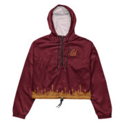 Gold Tip Drip Cropped Windbreaker (Maroon)
