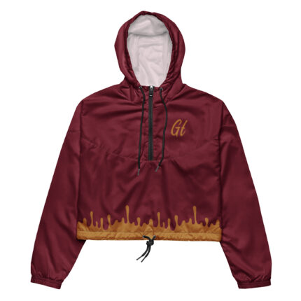 Gold Tip Drip Cropped Windbreaker (Maroon)