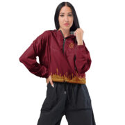 Gold Tip Drip Cropped Windbreaker (Maroon) - Image 2