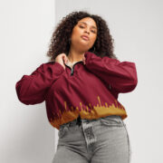 Gold Tip Drip Cropped Windbreaker (Maroon) - Image 7