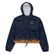 Gold Tip Drip Cropped Windbreaker (Navy)