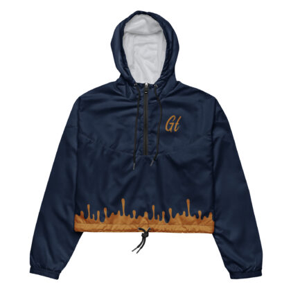 Gold Tip Drip Cropped Windbreaker (Navy)