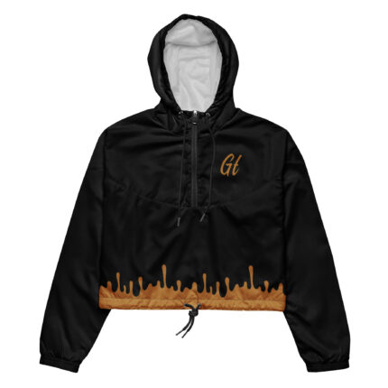 Gold Tip Drip Cropped Windbreaker (Black)