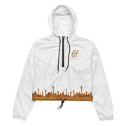 Gold Tip Drip Cropped Windbreaker (White)