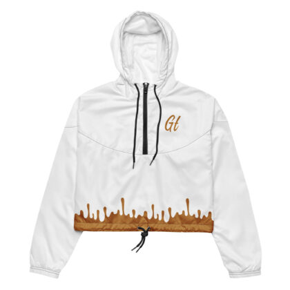 Gold Tip Drip Cropped Windbreaker (White)