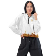 Gold Tip Drip Cropped Windbreaker (White) - Image 3