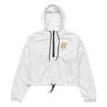Gold Tip Cropped Windbreaker (White)