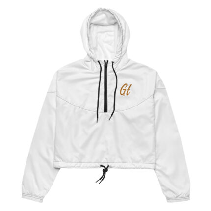 Gold Tip Cropped Windbreaker (White)