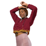 Gold Tip Drip Cropped Windbreaker (Maroon) - Image 3