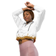 Gold Tip Drip Cropped Windbreaker (White) - Image 4