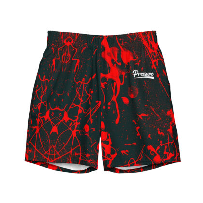 Pressure Splatter Men's Swim Trunks (Red)